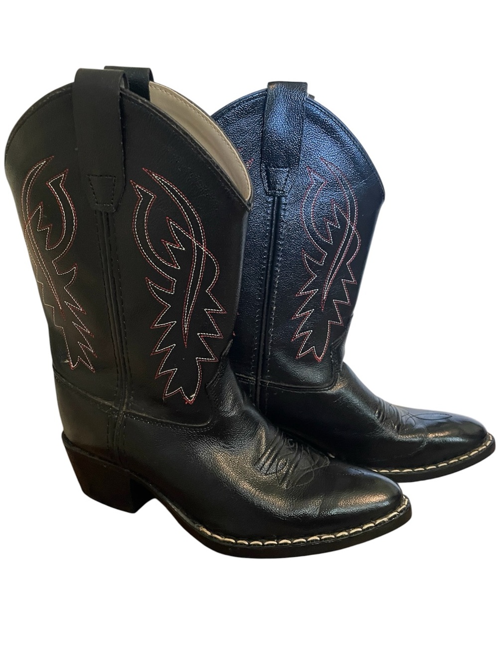 Cody James B8110 Black Leather Stitched Design Cowboy Western Boots Boys Size 3D